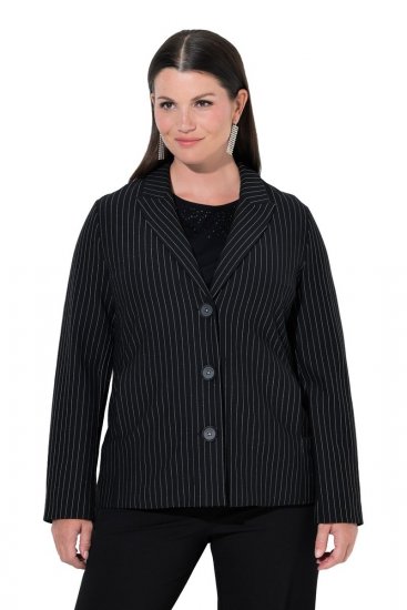 Ulla Popken 851341 Blazer elástico de raya diplomática Negro - Blazers - Blazers en tallas grandes para mujer