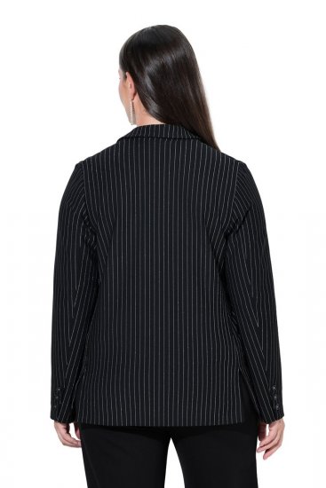 Ulla Popken 851341 Blazer elástico de raya diplomática Negro - Blazers - Blazers en tallas grandes para mujer