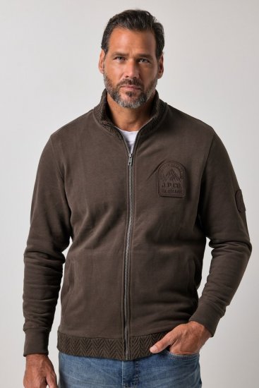 JP1880 851387 Chaqueta de chándal con cremallera Avellana TALL - TALL sudaderas - Sudaderas TALL para hombre alto