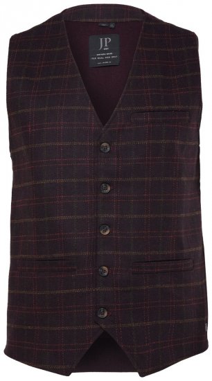 JP1880 851393 Chaleco de tweed a cuadros Burdeos - Trajes - Trajes 2XL-8XL