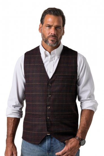 JP1880 851393 Chaleco de tweed a cuadros Burdeos - Trajes - Trajes 2XL-8XL