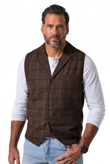 JP1880 851395 Chaleco de tweed a cuadros elástico Marrón oscuro - Trajes - Trajes 2XL-8XL