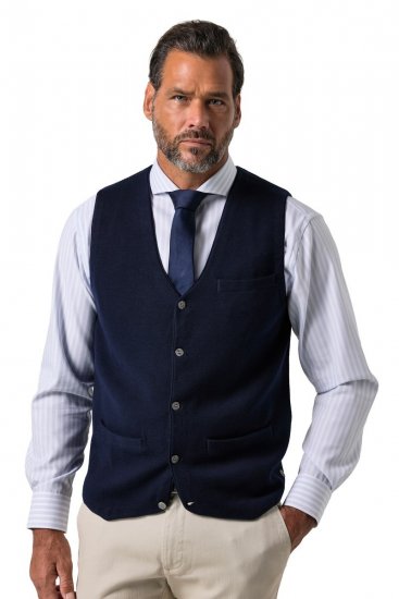 JP1880 851421 Chaleco de punto con cuello de pico Azul marino - Trajes - Trajes 2XL-8XL