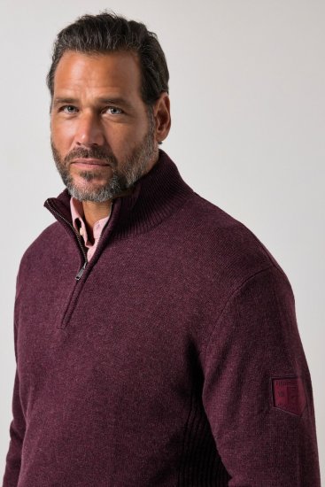 JP1880 851428 Jersey de punto con media cremallera Ciruela TALL - TALL sudaderas - Sudaderas TALL para hombre alto
