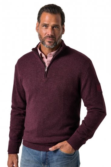 JP1880 851428 Jersey de punto con media cremallera Ciruela TALL - TALL sudaderas - Sudaderas TALL para hombre alto