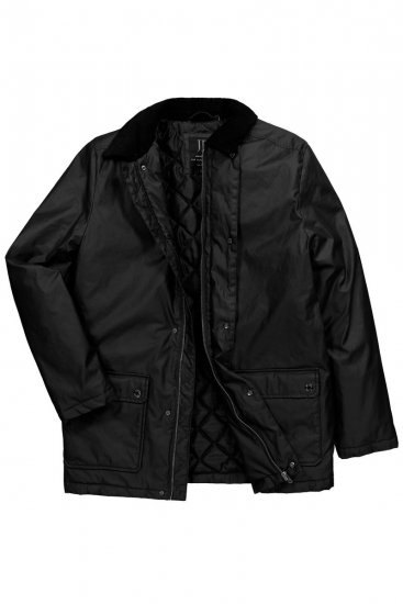 JP1880 851493 Chaqueta encerada con cuello de pana Negro - Chaquetas - Chaquetas Tallas Grandes 2XL-8XL