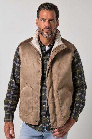 JP1880 851516 Chaleco en ante sintético con forro teddy Beige - Chaquetas - Chaquetas Tallas Grandes 2XL-8XL