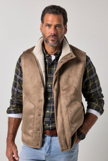JP1880 851516 Chaleco en ante sintético con forro teddy Beige - Chaquetas - Chaquetas Tallas Grandes 2XL-8XL