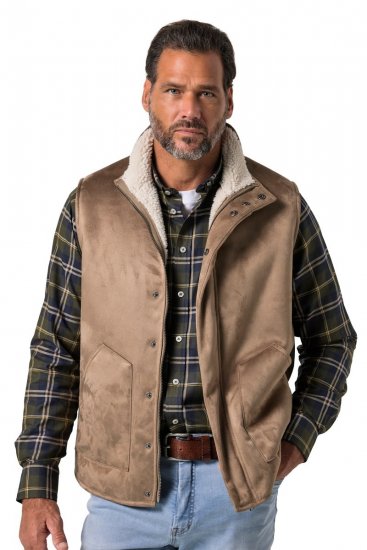 JP1880 851516 Chaleco en ante sintético con forro teddy Beige - Chaquetas - Chaquetas Tallas Grandes 2XL-8XL