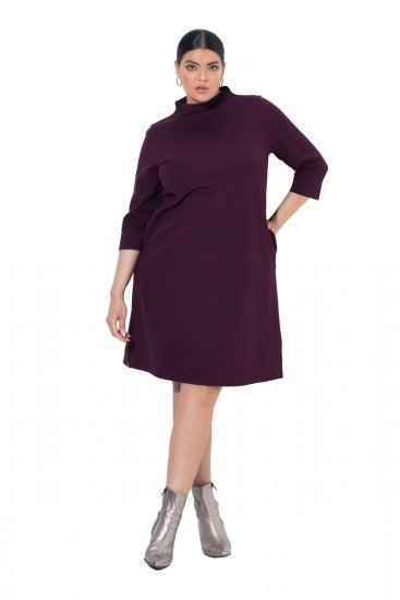 Ulla Popken 851664 Vestido de jersey con cuello alto Ciruela - Vestidos - Vestidos para todas las tallas