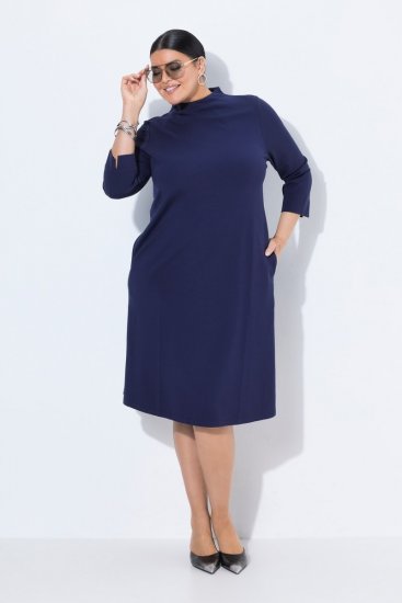 Ulla Popken 851664 Vestido de jersey evasé con bolsillos Azul marino - Vestidos - Vestidos para todas las tallas