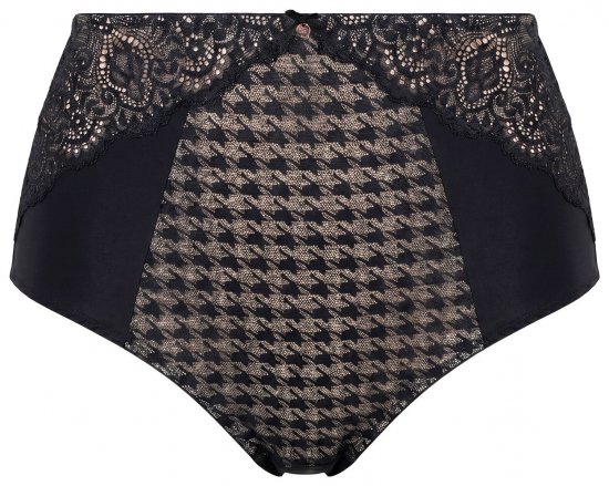 Ulla Popken 851700 Bragas de cuadros de talle alto con encaje Negro - Bragas - 