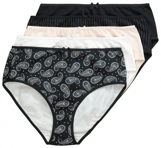 Ulla Popken 851752 Bragas de rayas pack de 5 Negro - Bragas - 