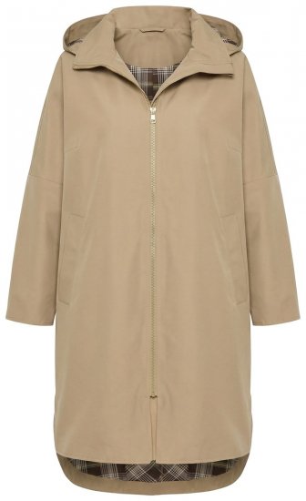 Ulla Popken 851764 Abrigo oversize con capucha desmontable Arena - Abrigos - Abrigos de talla grande