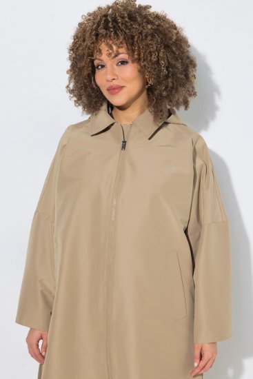 Ulla Popken 851764 Abrigo oversize con capucha desmontable Arena - Abrigos - Abrigos de talla grande