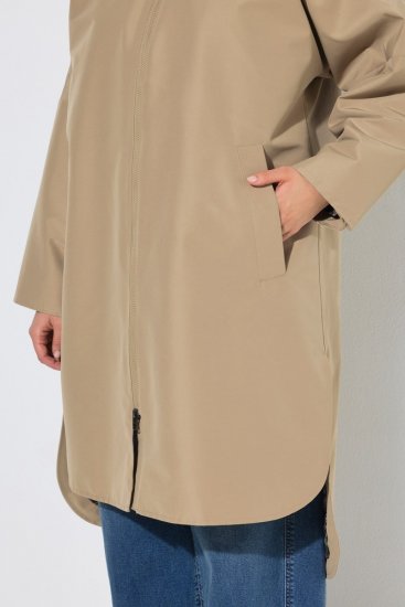 Ulla Popken 851764 Abrigo oversize con capucha desmontable Arena - Abrigos - Abrigos de talla grande