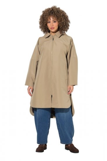 Ulla Popken 851764 Abrigo oversize con capucha desmontable Arena - Abrigos - Abrigos de talla grande