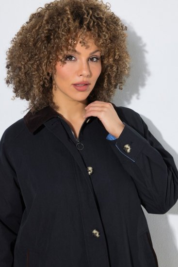 Ulla Popken 851765 Abrigo de pana Azul marino - Abrigos - Abrigos de talla grande