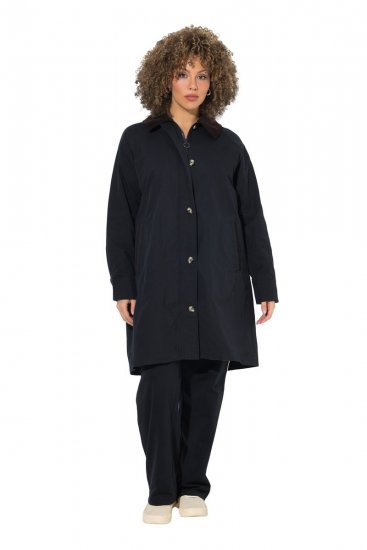 Ulla Popken 851765 Abrigo de pana Azul marino - Abrigos - Abrigos de talla grande