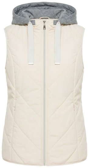 Ulla Popken 851781 Chaleco acolchado con capucha Blanco roto - Chalecos - 