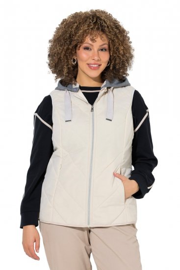 Ulla Popken 851781 Chaleco acolchado con capucha Blanco roto - Chalecos - 