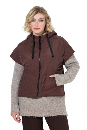Ulla Popken 851785 Chaleco acolchado oversize con capucha Marrón - Chalecos - 