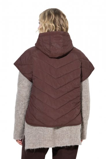 Ulla Popken 851785 Chaleco acolchado oversize con capucha Marrón - Chalecos - 