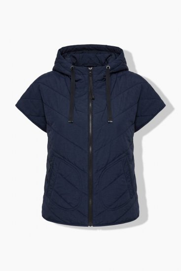 Ulla Popken 851785 Chaleco acolchado oversize con capucha Azul marino - Chalecos - 