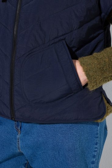 Ulla Popken 851785 Chaleco acolchado oversize con capucha Azul marino - Chalecos - 