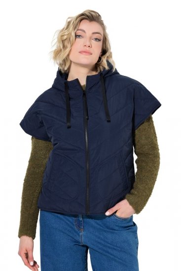 Ulla Popken 851785 Chaleco acolchado oversize con capucha Azul marino - Chalecos - 