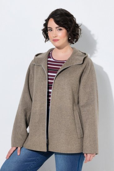 Ulla Popken 851788 Abrigo de lana Marrón claro - Abrigos - Abrigos de talla grande