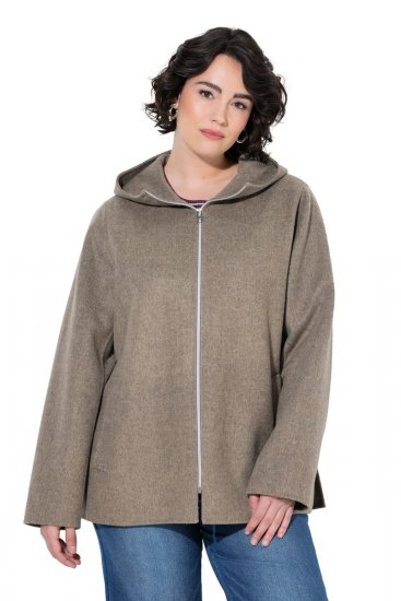 Ulla Popken 851788 Abrigo de lana Marrón claro - Abrigos - Abrigos de talla grande