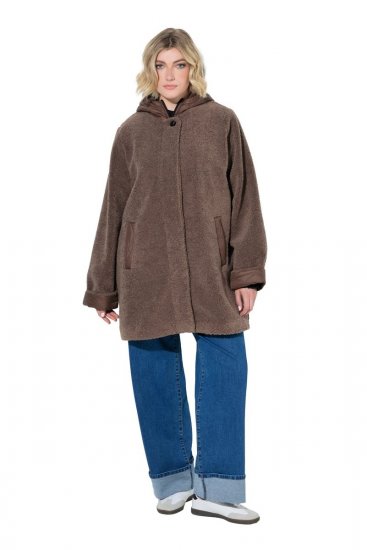 Ulla Popken 851809 Chaqueta teddy Marrón claro - Chaquetas - Chaquetas para mujer en tallas grandes