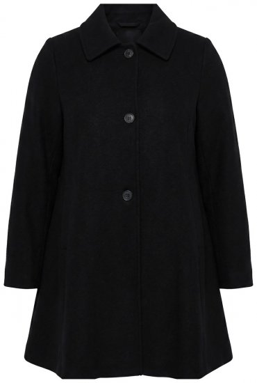 Ulla Popken 851827 Abrigo evasé efecto lana Negro - Abrigos - Abrigos de talla grande