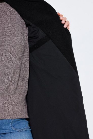 Ulla Popken 851827 Abrigo evasé efecto lana Negro - Abrigos - Abrigos de talla grande