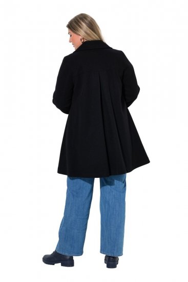 Ulla Popken 851827 Abrigo evasé efecto lana Negro - Abrigos - Abrigos de talla grande