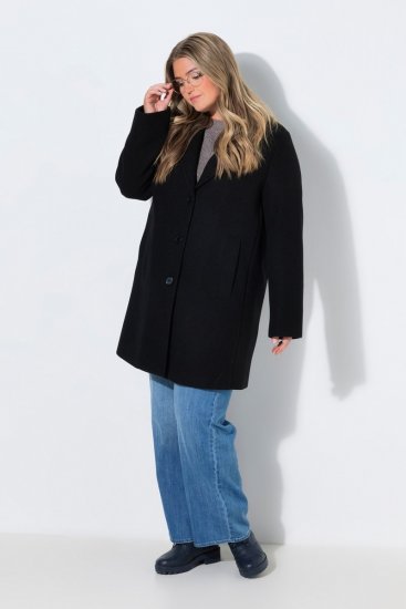 Ulla Popken 851829 Abrigo de lana Negro - Abrigos - Abrigos de talla grande