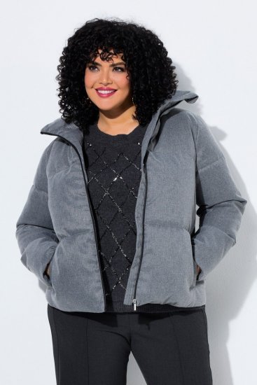 Ulla Popken 851854 Chaqueta acolchada Gris jaspeado - Chaquetas - Chaquetas para mujer en tallas grandes