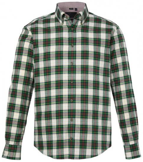 JP1880 851877 Camisa de franela de cuadros de manga larga Verde oscuro TALL - TALL camisas - Camisas TALL para hombre alto