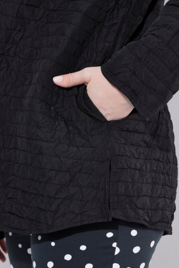 Ulla Popken 852076 Chaqueta de crepé acolchada con cuello alto Negro - Chaquetas - Chaquetas para mujer en tallas grandes