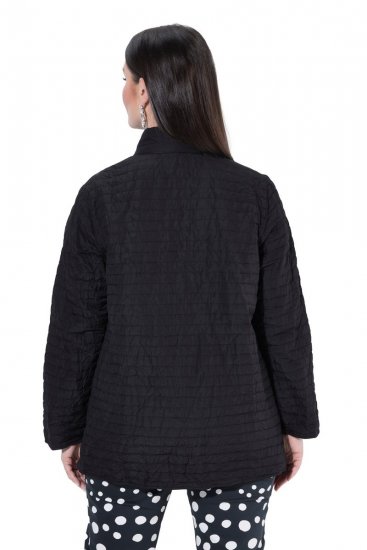 Ulla Popken 852076 Chaqueta de crepé acolchada con cuello alto Negro - Chaquetas - Chaquetas para mujer en tallas grandes
