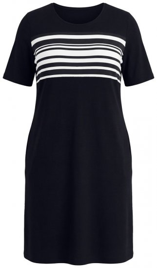 Ulla Popken 852079 Vestido camiseta de rayas Negro - Vestidos - Vestidos para todas las tallas