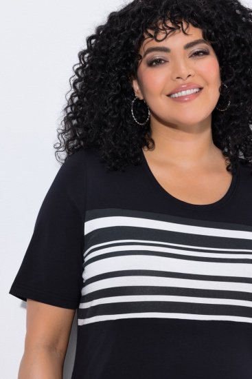 Ulla Popken 852079 Vestido camiseta de rayas Negro - Vestidos - Vestidos para todas las tallas