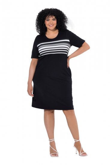 Ulla Popken 852079 Vestido camiseta de rayas Negro - Vestidos - Vestidos para todas las tallas