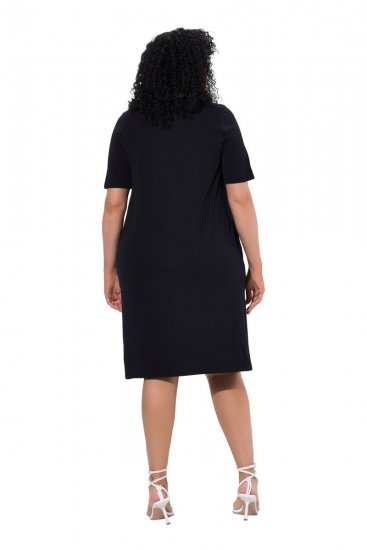 Ulla Popken 852079 Vestido camiseta de rayas Negro - Vestidos - Vestidos para todas las tallas