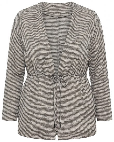 Ulla Popken 852086 Cárdigan de rayas con cordón Topo - Cárdigans - Cardigans de tallas grandes para mujer