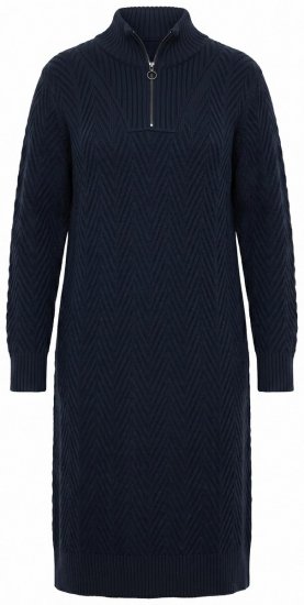 Ulla Popken 852121 Vestido de punto de manga larga con cuello alto Azul marino - Vestidos de punto -