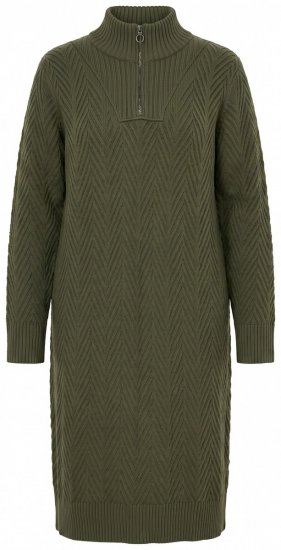 Ulla Popken 852121 Vestido de punto de manga larga con cuello alto Caqui - Vestidos de punto -