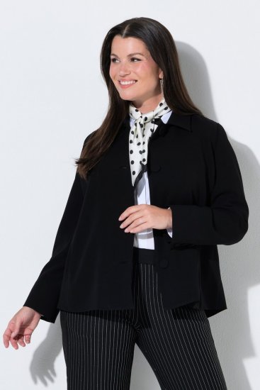 Ulla Popken 852167 Blazer con cuello camisero Negro - Blazers - Blazers en tallas grandes para mujer