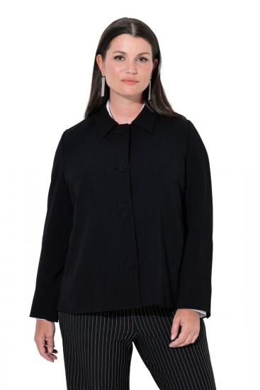 Ulla Popken 852167 Blazer con cuello camisero Negro - Blazers - Blazers en tallas grandes para mujer